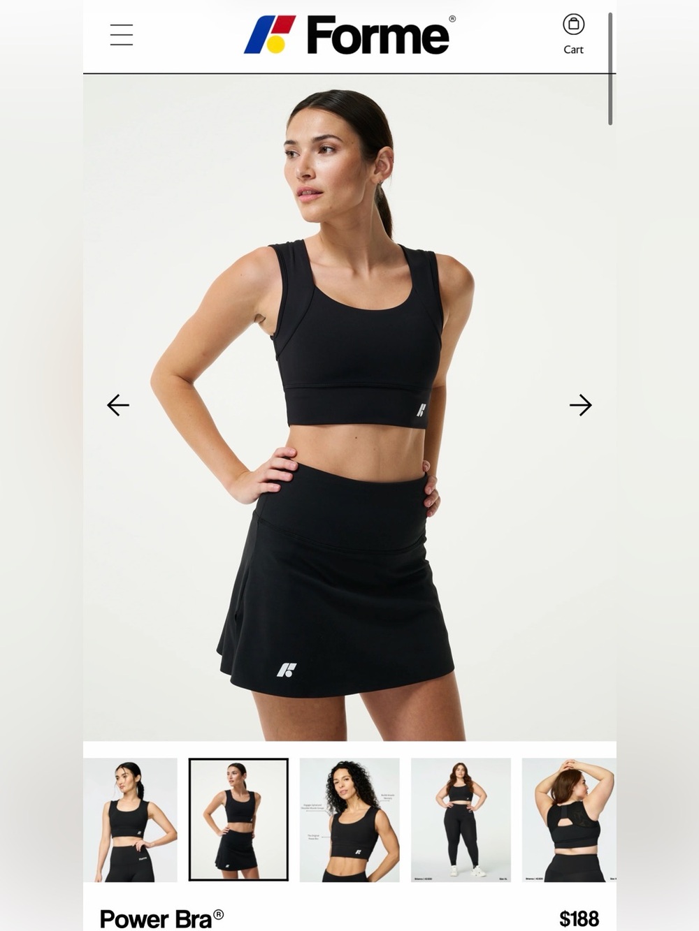 NWT Forme Power Bra in Obsidian